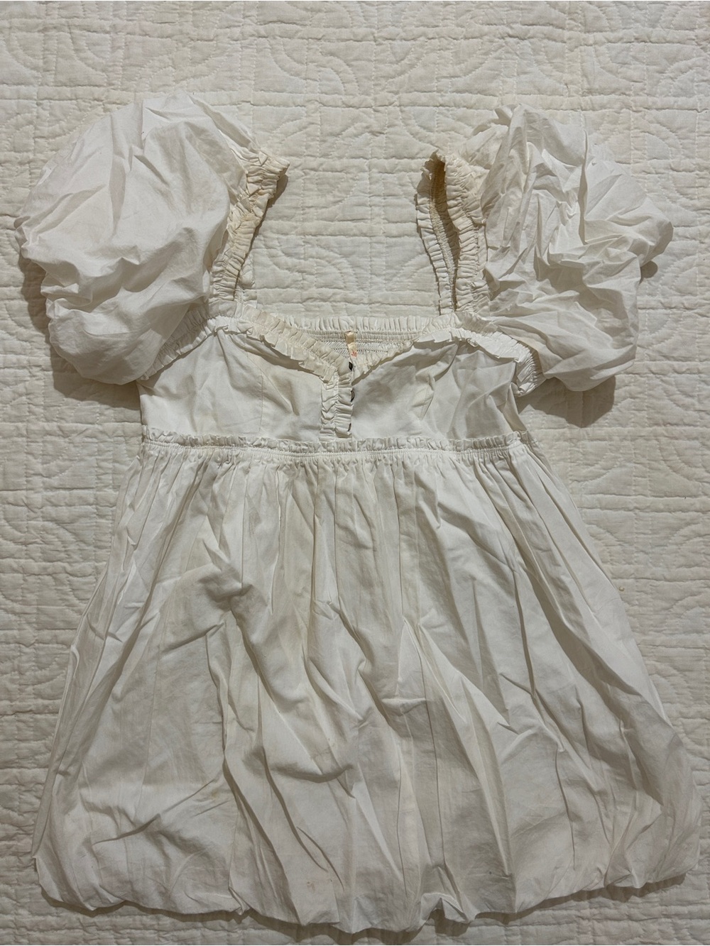 Free People White Puff-Sleeve Babydoll Dress